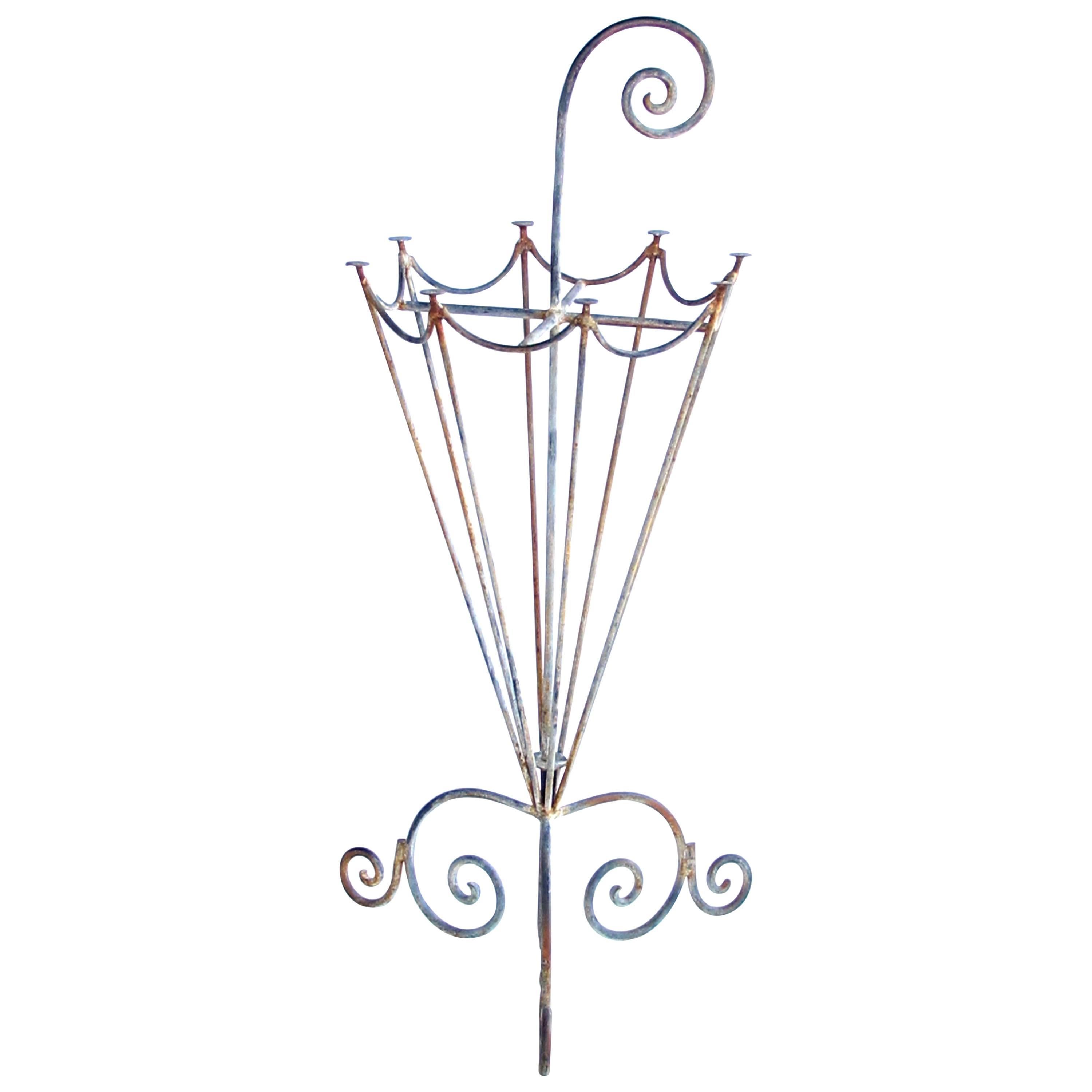 Charming French 1920s Metal Openwork Umbrella Stand