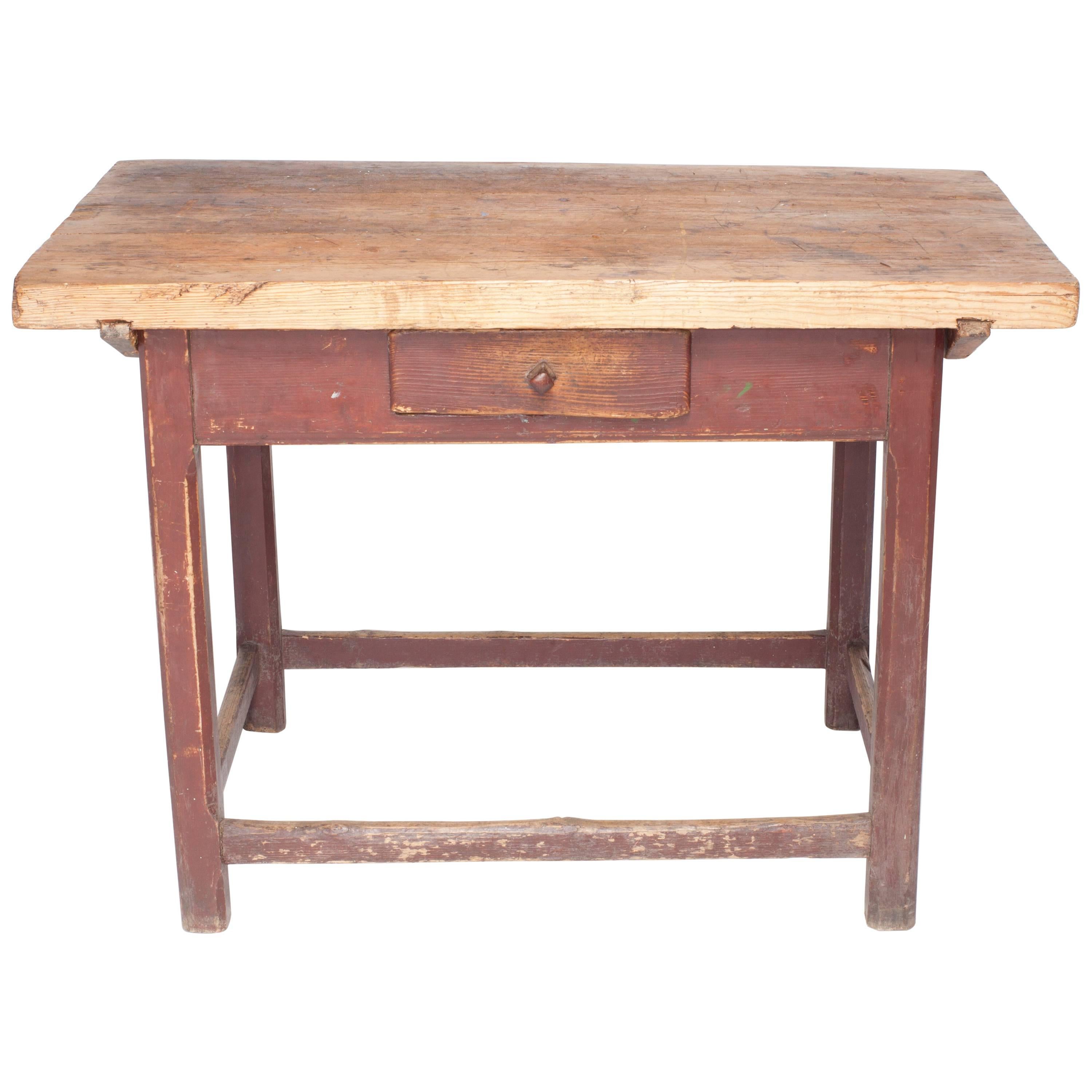 Vintage French Butcher Block Island Table