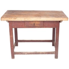 Vintage French Butcher Block Island Table