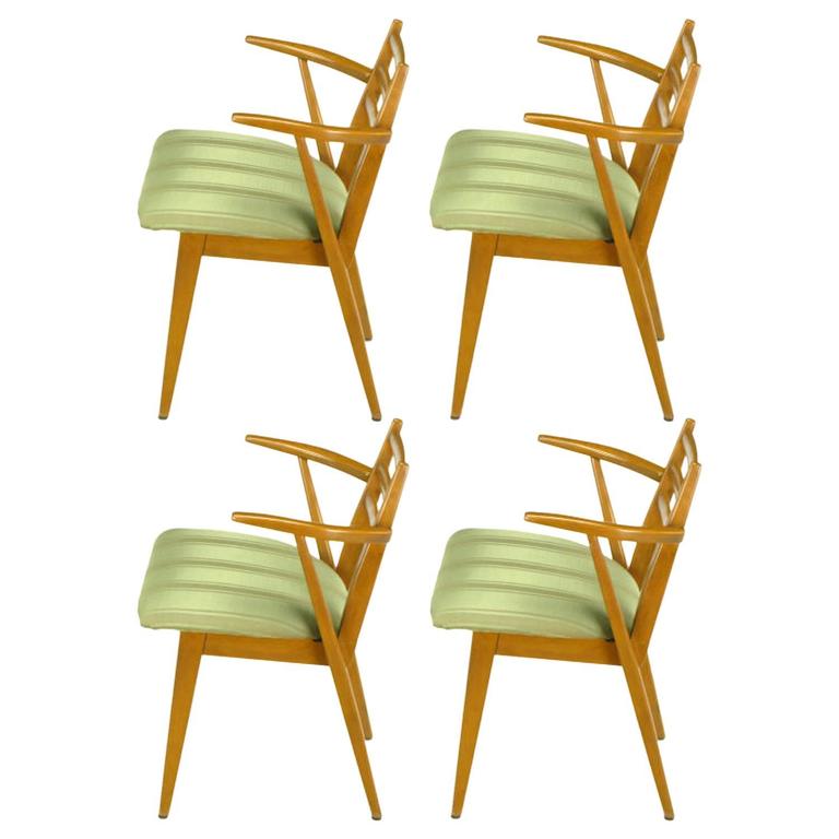Quatre fauteuils de salle à manger Jan Kuypers en bois de bouleau pour Imperial