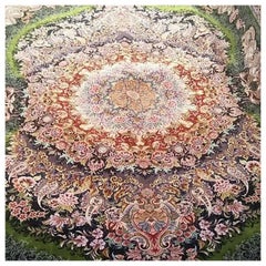 Shams Green, Master Novinfar Hand-Knotted Persian Tabriz Rug/Carpet