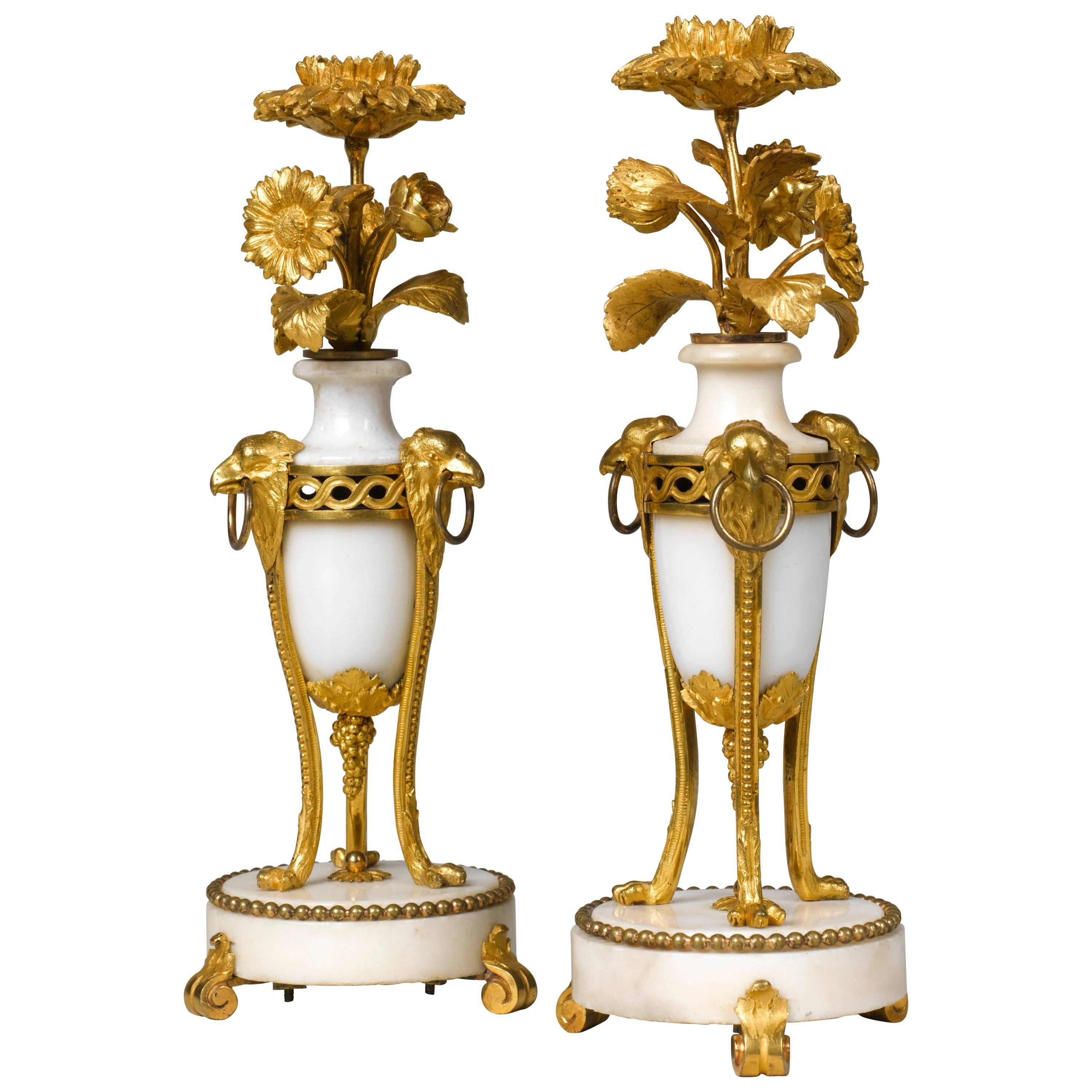 Pair of French Late 18th century Louis XVI Ormolu Candlesticks