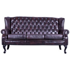 Rochester Chesterfield Leather Sofa Brown Three-Seater