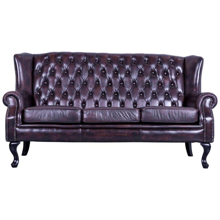 Rochester Chesterfield Leather Sofa Brown Three-Seater at 1stDibs