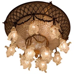 Monumental Louis Seize Style Round Wall Ceiling Lamp or Plafoniere