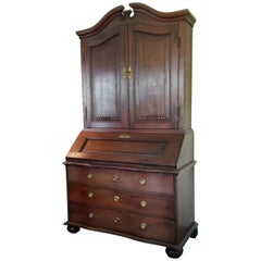 18th Century Empire Solid Oak Wood Top Dresser Secretair Curved