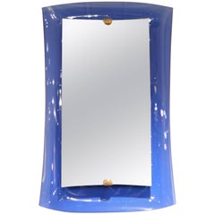 Cristal Art, Mirror with Blue Tinted Glass, Italy, circa 1950