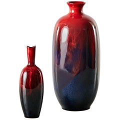 Vintage Pair of Royal Doulton 'Flambe' Vases