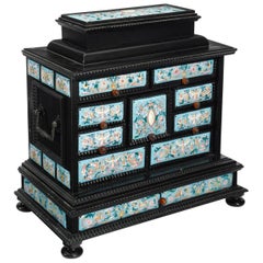 Large Austrian Viennese Enamel-Mounted Jewelry Cabinet, circa 1880