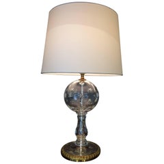 Magnifique lampe de table Globe en cristal de Waterford