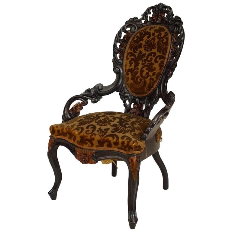 American Victorian Velvet Arm Chair For Sale at 1stDibs victorian