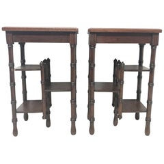 Barnard Bishop & Barnard Sun Flower Tiles, a Pair of Anglo Japanese Side Tables
