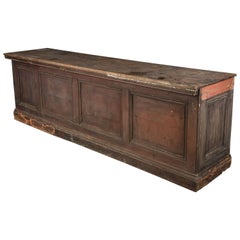 Antique 19th Century Pine Haberdashery Shop Counter with Mahogany Top