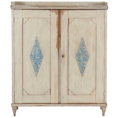 Swedish Neoclassical White Painted Cupboard Cabinet, circa 1840