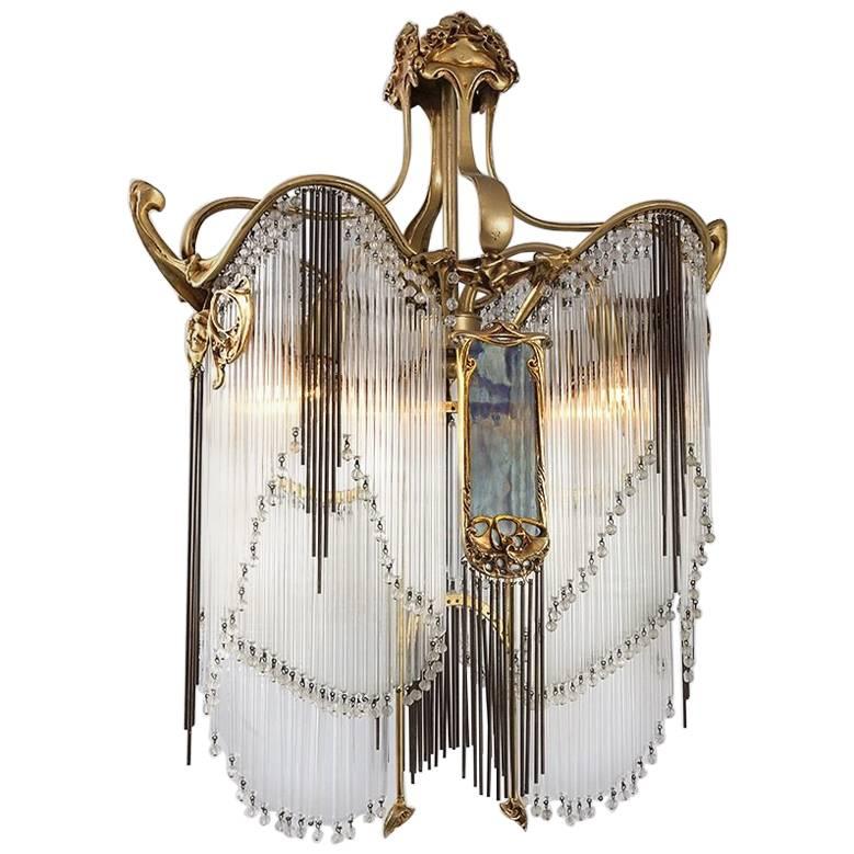 French Art Nouveau Chandelier by Hector Guimard