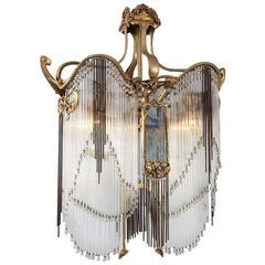 Antique French Art Nouveau Chandelier by Hector Guimard