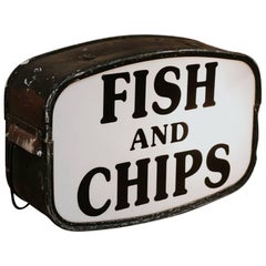 1970s Vintage Double-Sided "Fish and Chips" Shop Sign, Signed Cowling Sign