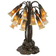 Antique Tiffany Studios New York 'Eighteen-Light Lily' Table Lamp