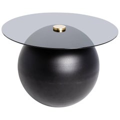 Pluto Table, Matte Black with Black Glass