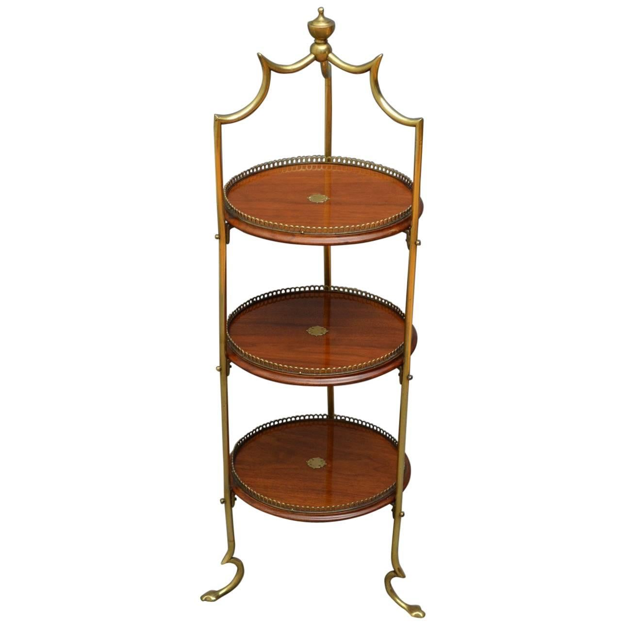 Victorian Walnut and Brass Cake Stand