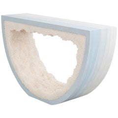Ombre Radius Console, Skyblue Cement and White Rock Salt by Fernando Mastrangelo