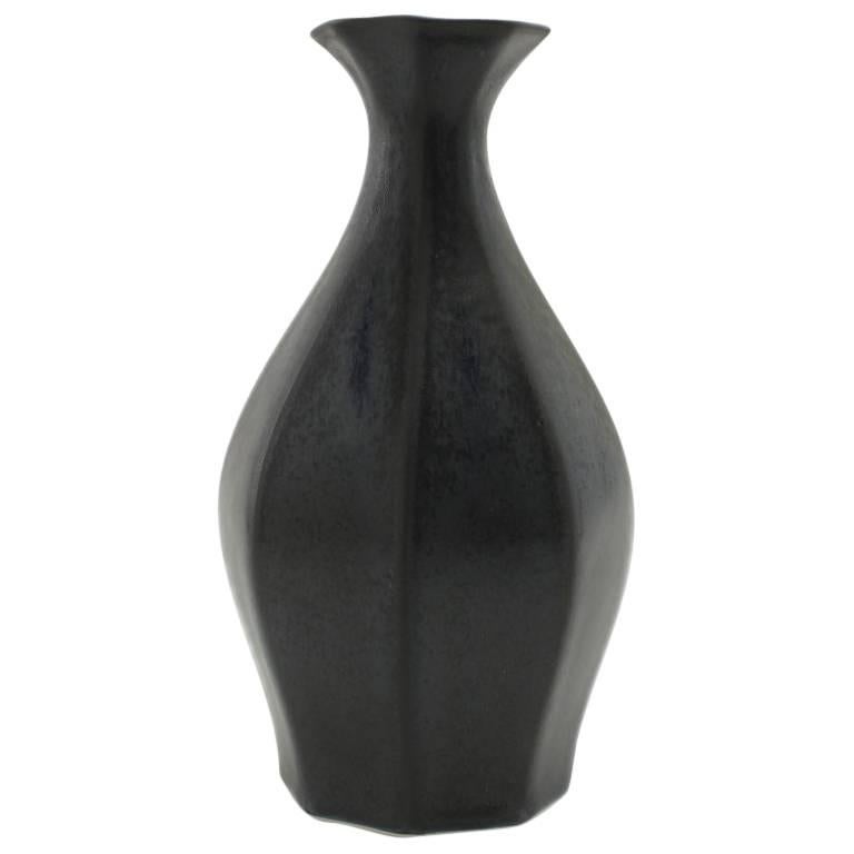 Table Vase Ink Black Flower Vase Modern Contemporary Glazed Porcelain For Sale