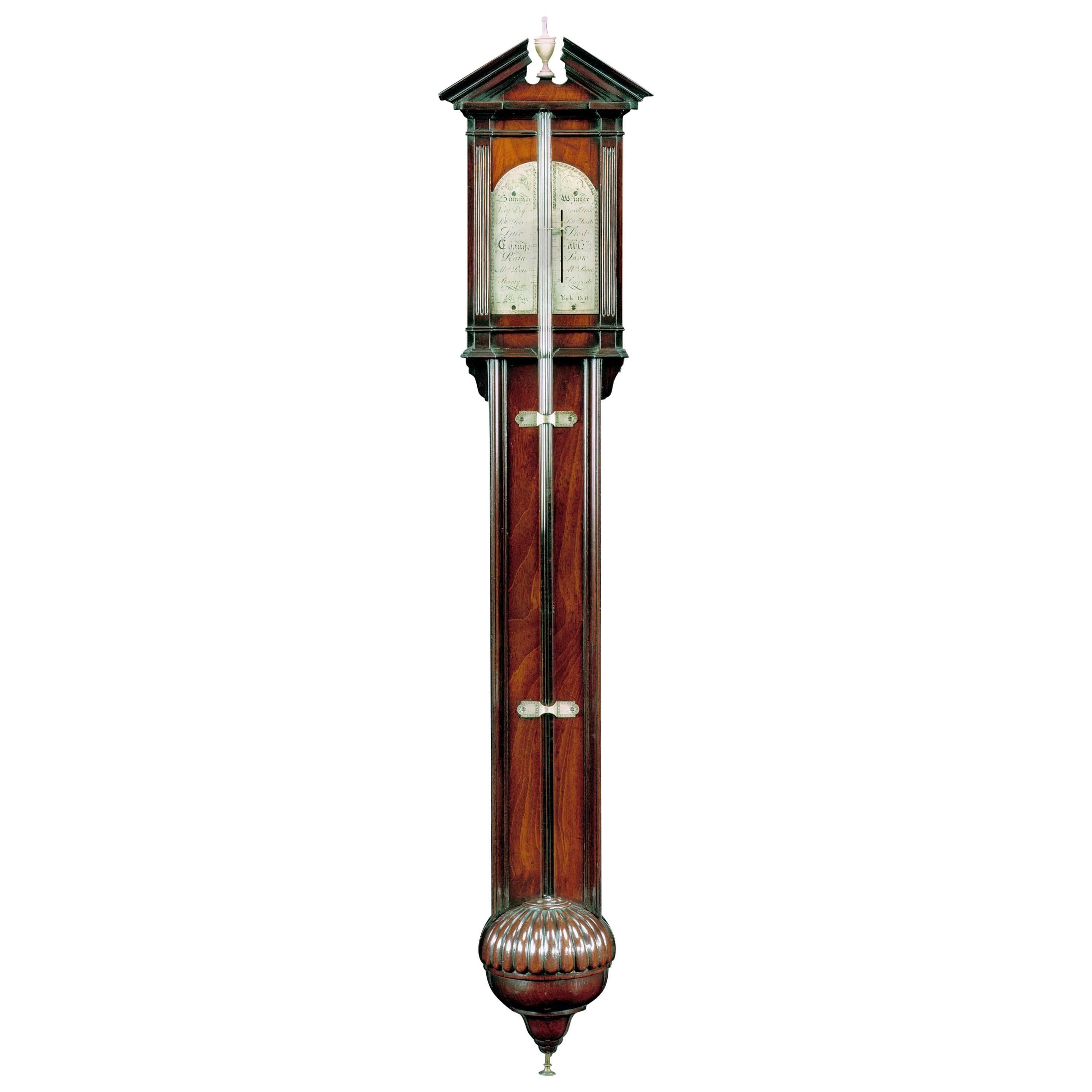 George II Mahogany Stick Barometer by Batty Storr of York For Sale