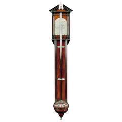 George II Mahogany Stick Barometer by Batty Storr of York