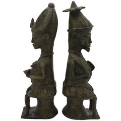 Pair of Yoruba Brass Figures for the Ogboni Cult, Nigeria