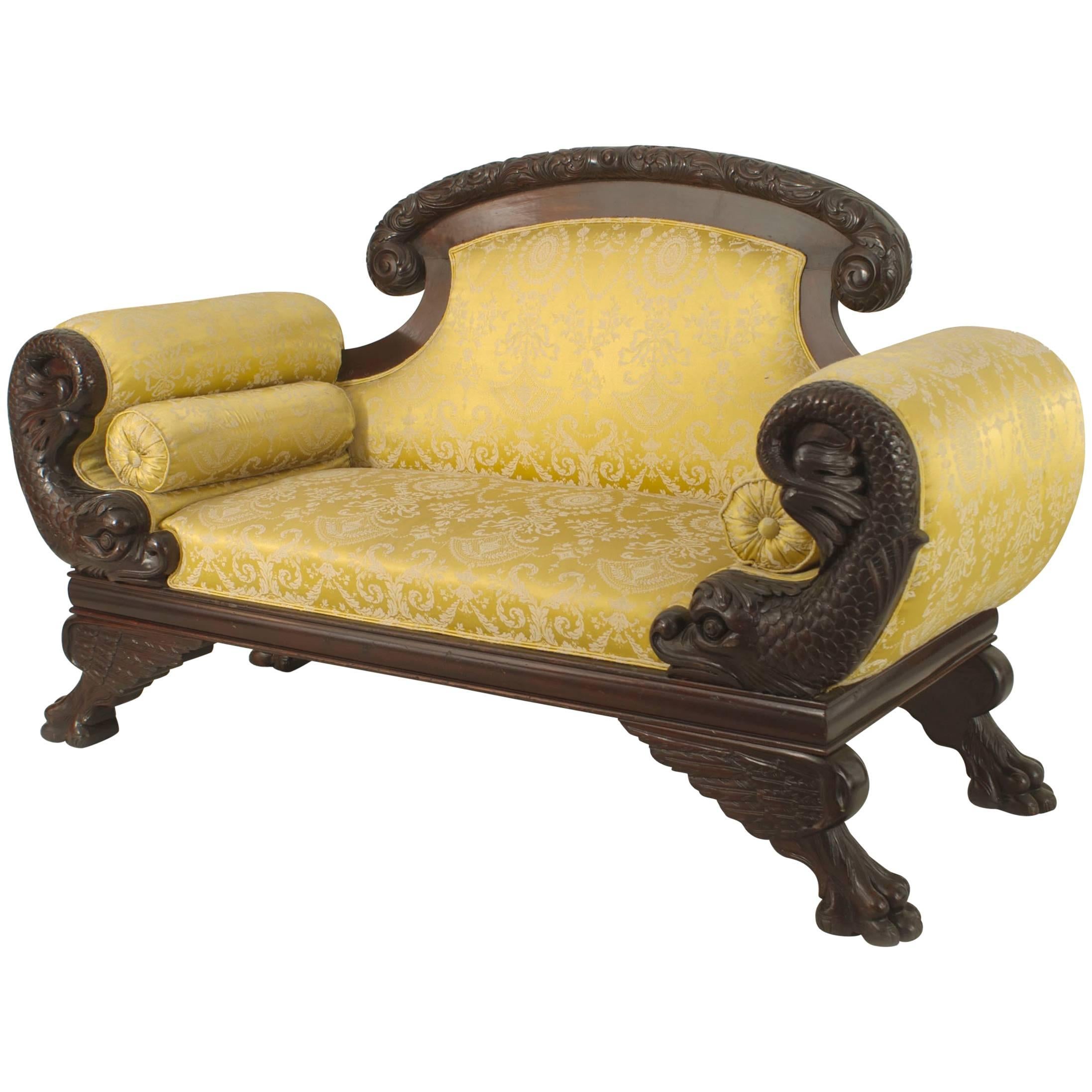American Victorian Gold Upholstered Loveseat