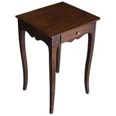 Small French Walnut Side Table with Drawer