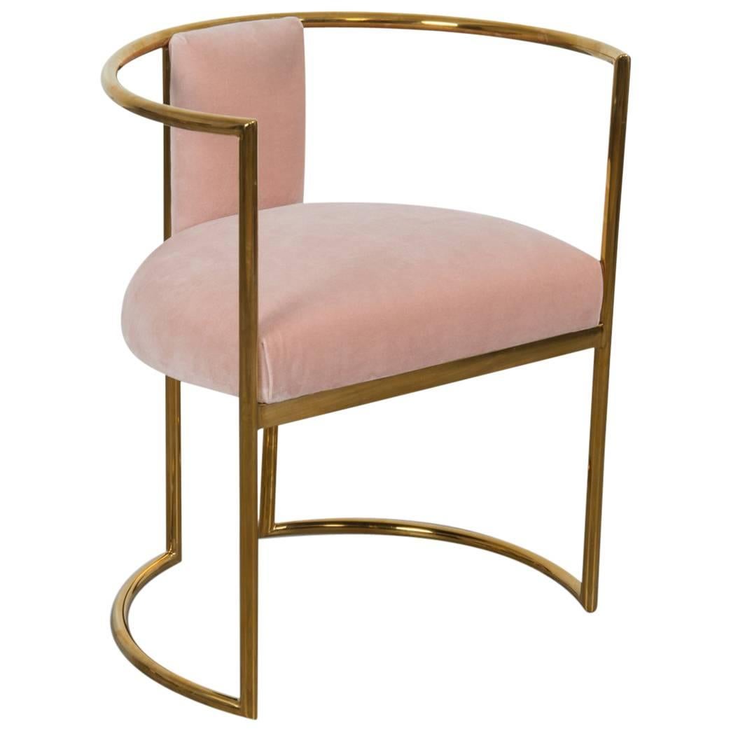 Modern Acapulco Curved Dining Chair Brass Frame For Sale
