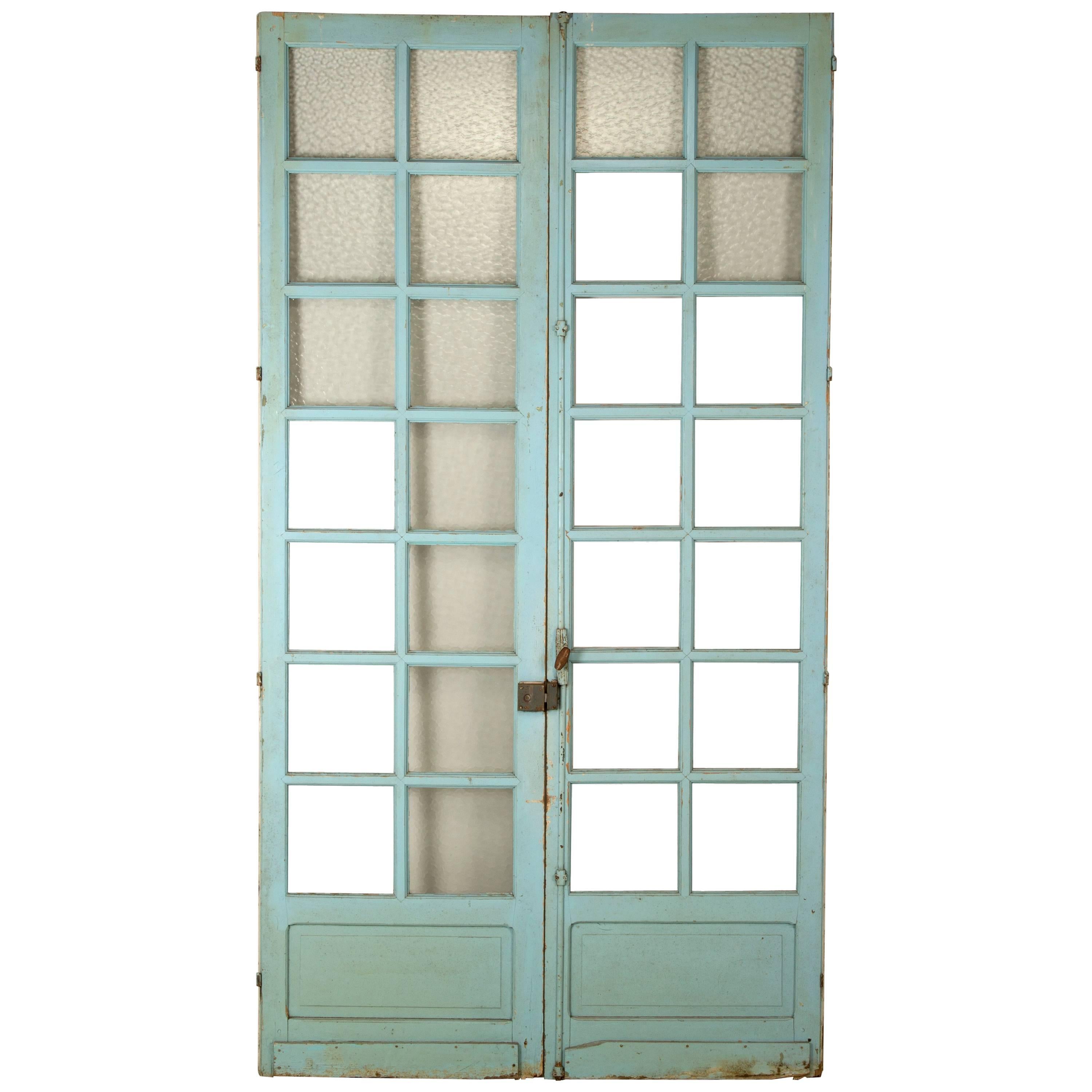 Pair of Antique French Original Paint Doors, circa 1800s