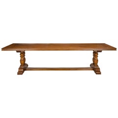 French Inspired Walnut Trestle Style Dining Table By Old Plank in Any Dimension