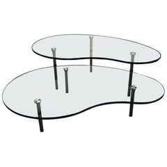 Pair of Enzo Mari Ambo Glass Nesting Coffee Tables for Zanotta