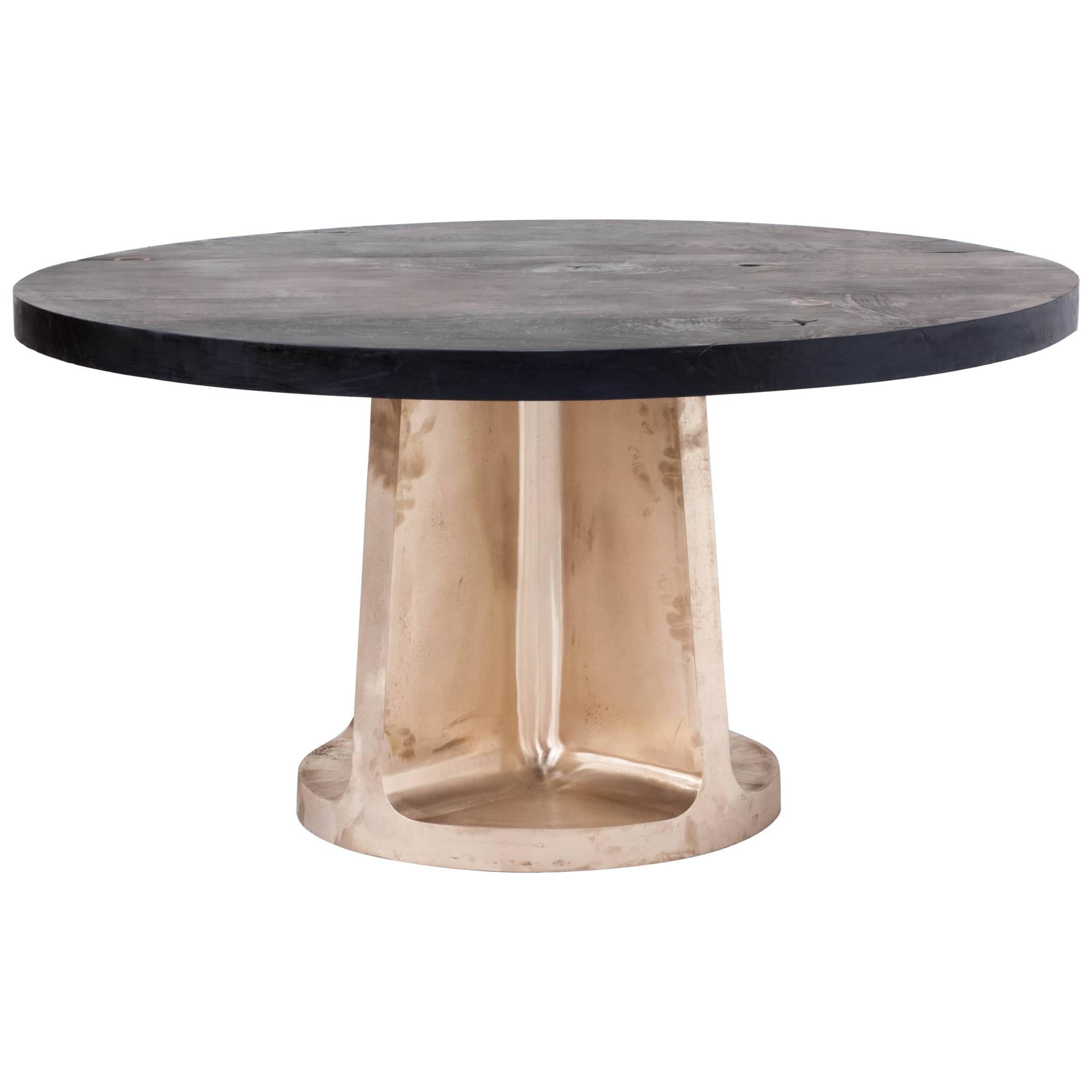 Neolith Table in Cast Bronze and Charred Maple