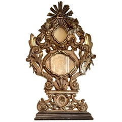 18th Century Silver-Gild Sculptural Carved Monstrance with God's Eye and Putti