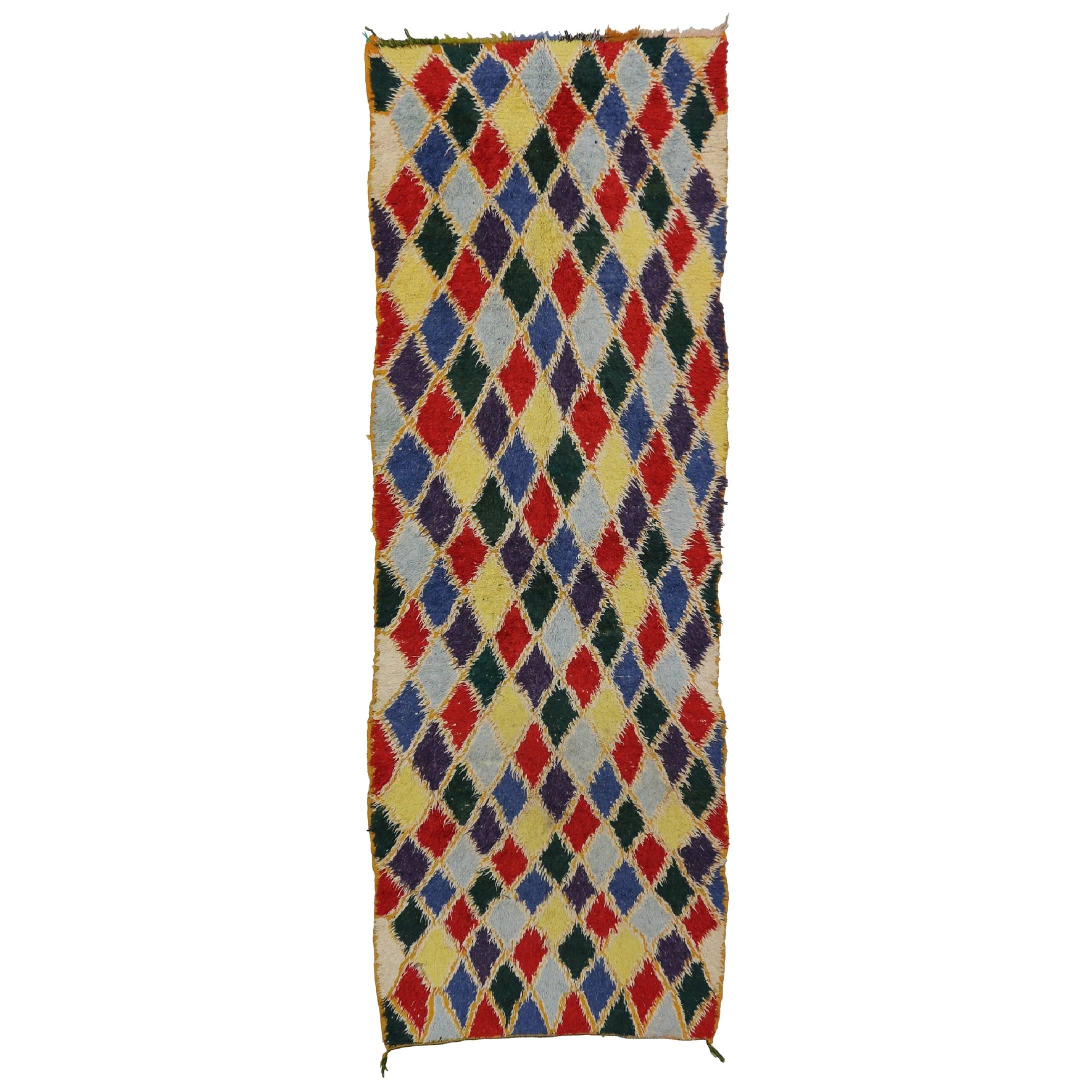 Vintage Berber Moroccan Runner, Shag Hallway Runner For Sale at 1stDibs