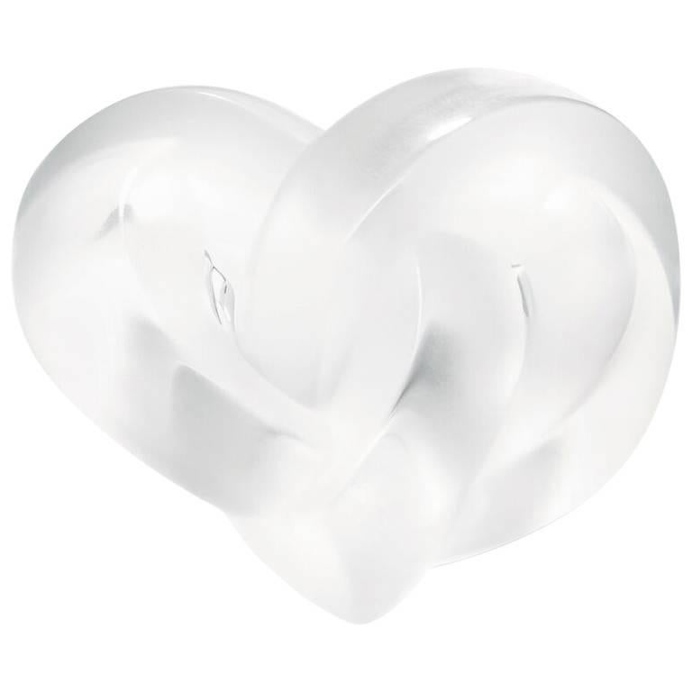 Lalique Heart Paperweight/Sculpture in Clear Crystal For Sale