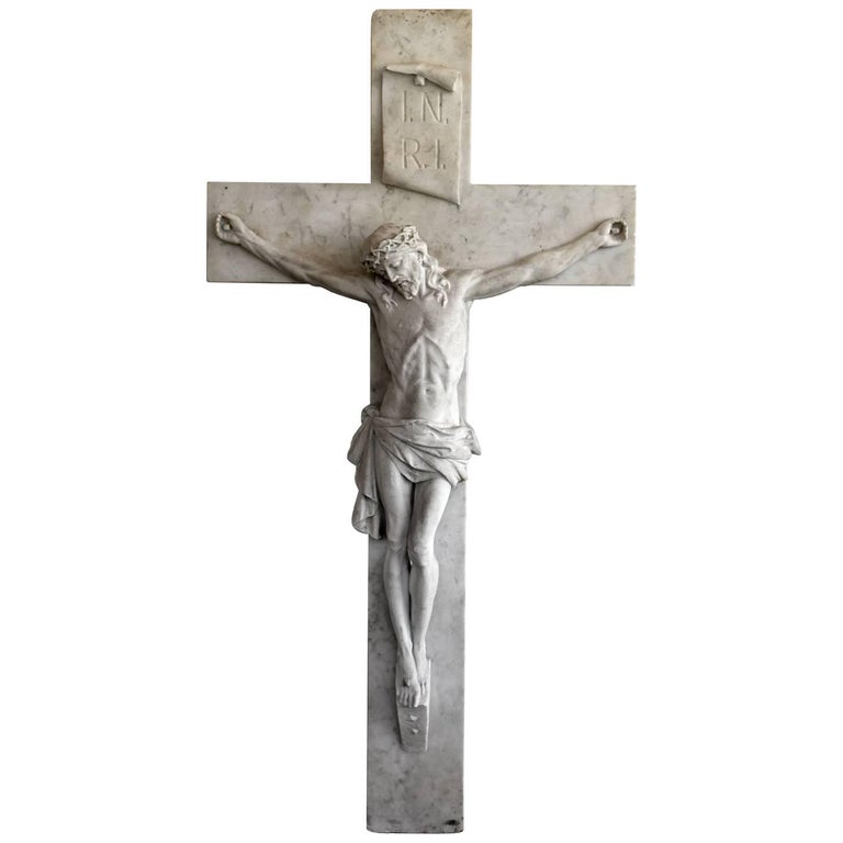 Jesus on the Cross, Sculpture in Marble, 115x60cm For Sale at 1stDibs