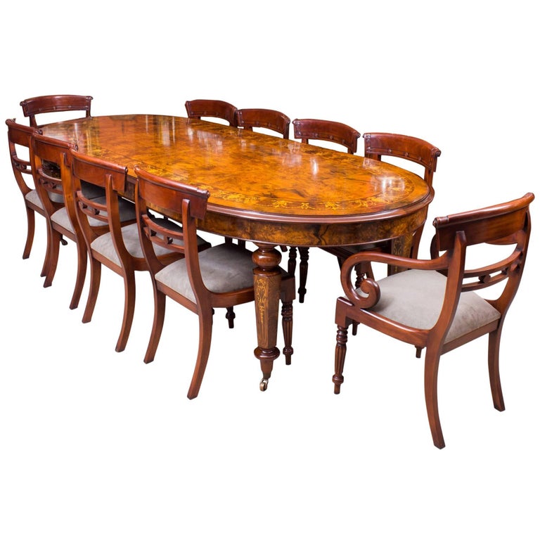 Superb Bespoke Handmade Burr Walnut Marquetry Dining Table Ten Superb Bespoke Handmade Burr Walnut Marquetry Dining Table Ten Chairs For
