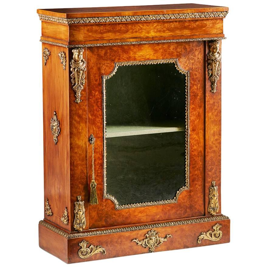 Victorian Burr Walnut and Gilt Side Cabinet, circa 1860 For Sale