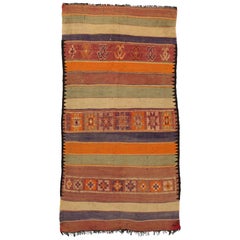 Vintage Berber Moroccan Kilim Rug with Modern Cabin Style, Flat-weave Kilim Rug