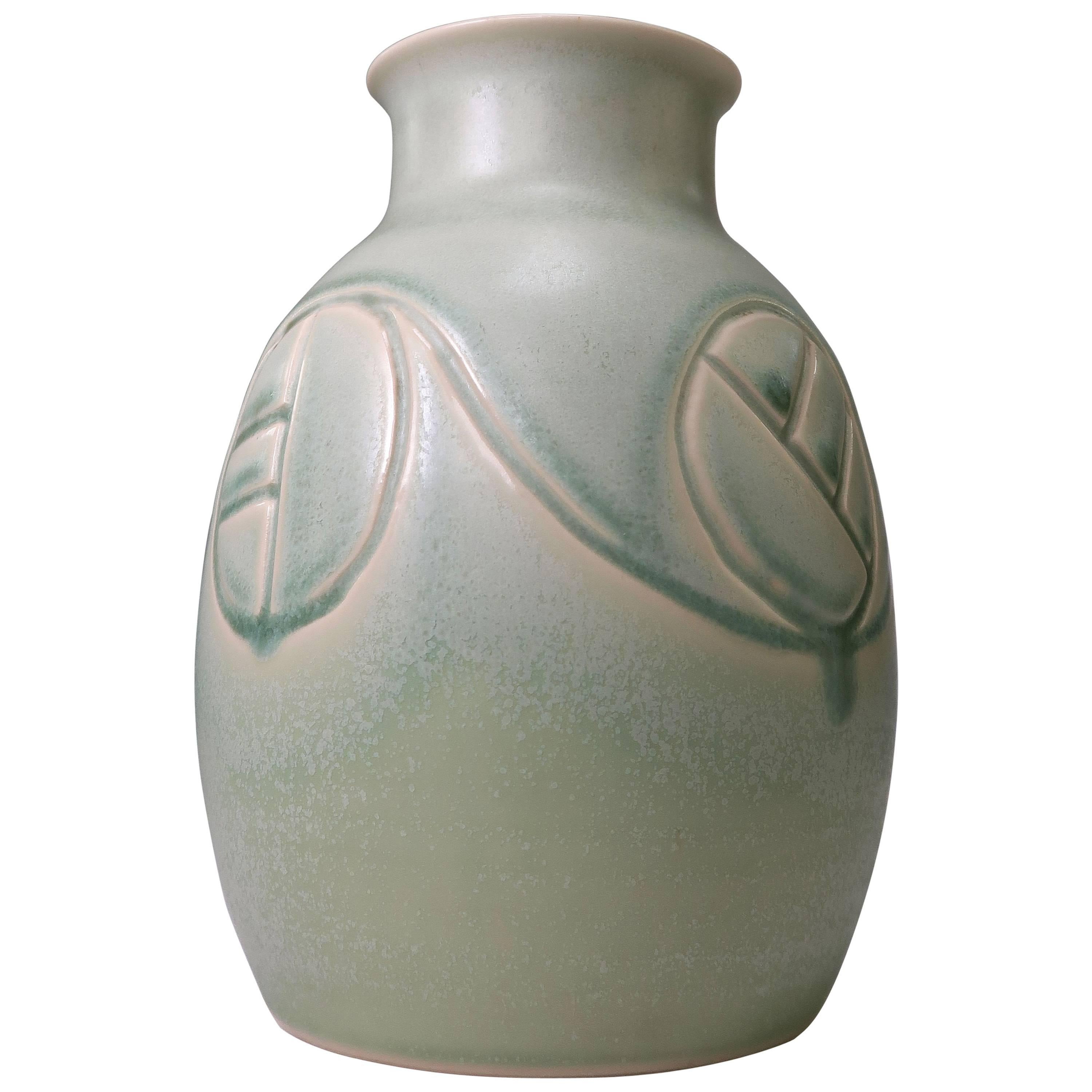 Rare Danish Modern Aqua and Mint Green Ceramic Vase by Soholm Stentøj, 1960s 