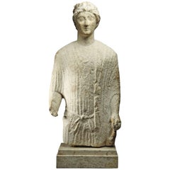 Cypriot Limestone Fragmentary Statue of Kouros, circa 480 BC