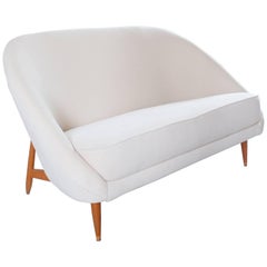 Theo Ruth Artifort Sofa Model 115 in Creamy White Velvet, the Netherlands, 1959