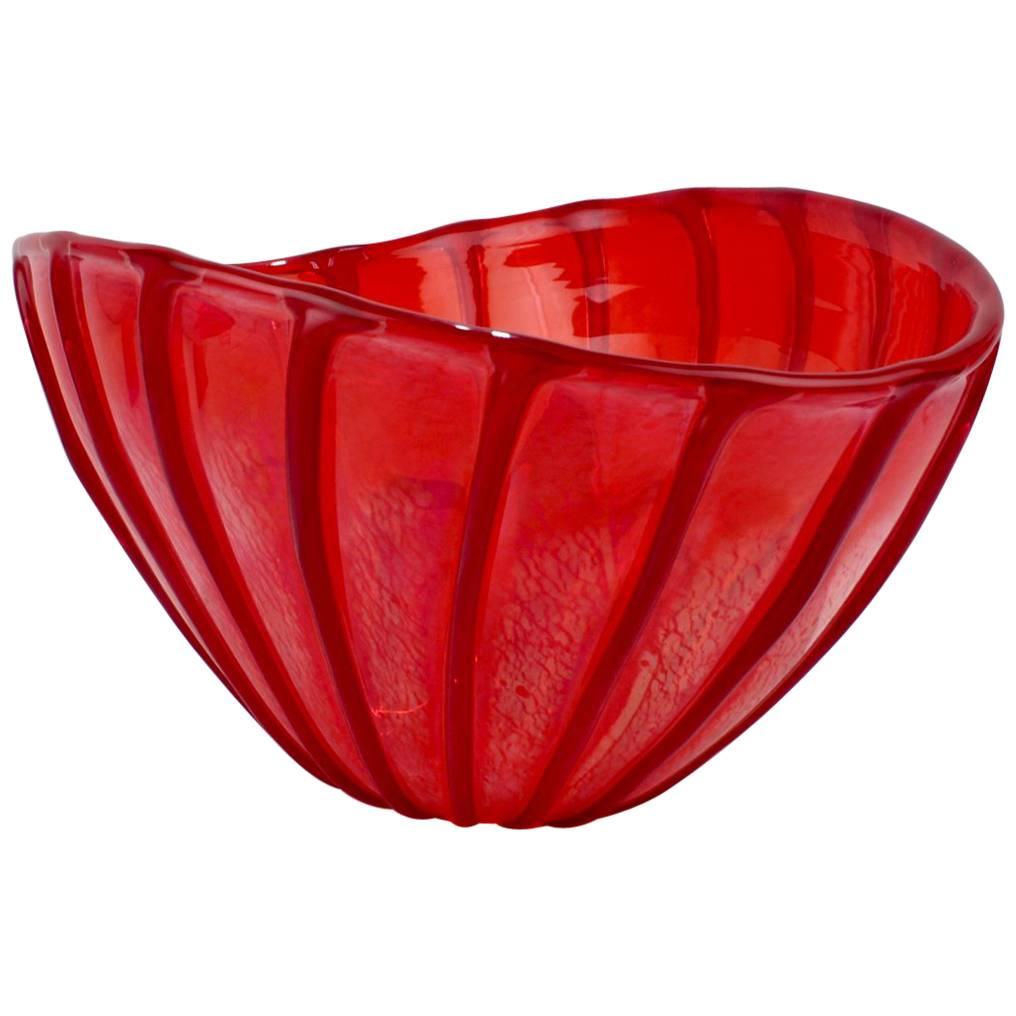 Seguso Viro Limited Edition Nuance Collection Red Murano Glass Vase or Bowl