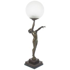 1920s Art Deco Bronze Dancing Lady Lamp