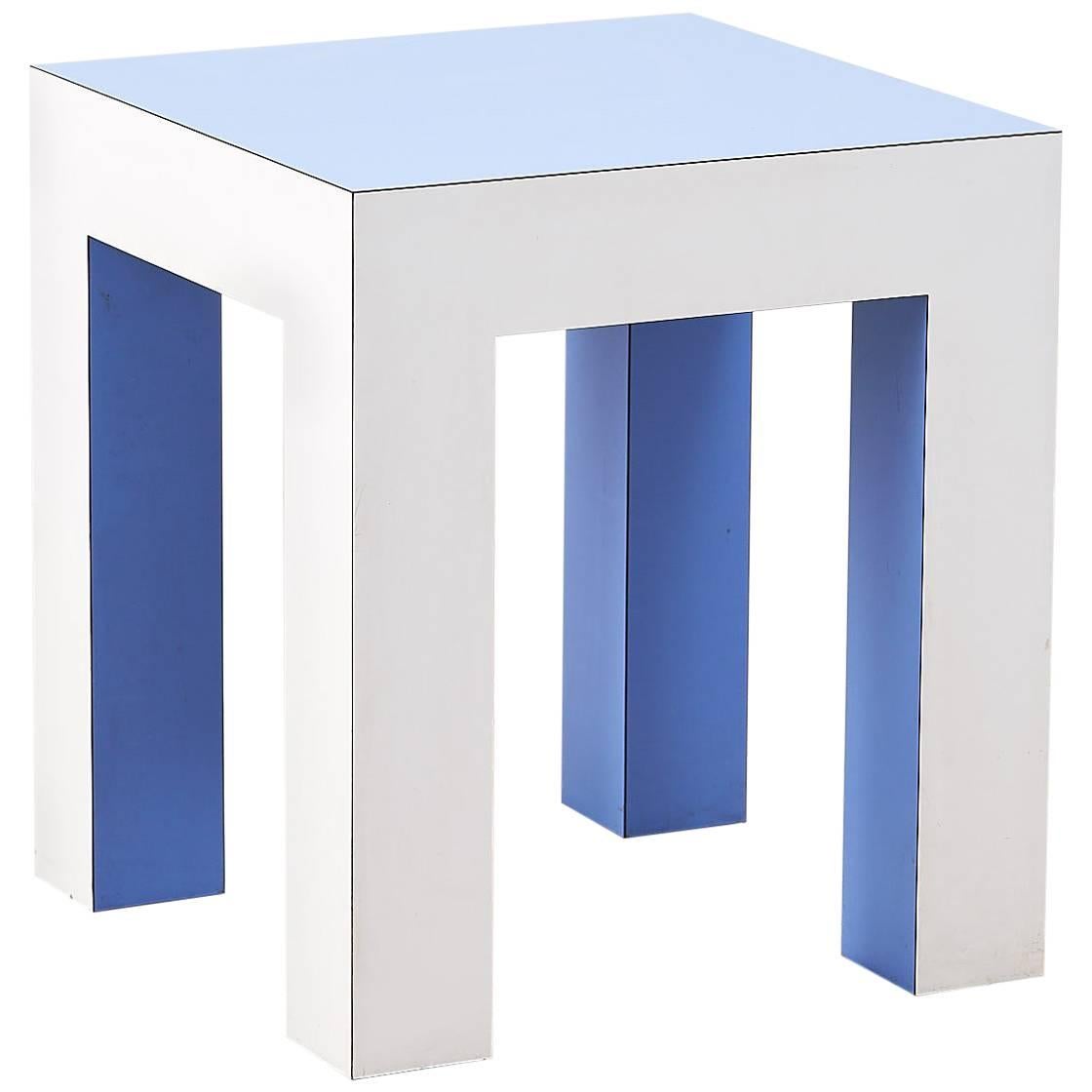 Pale Blue and White Side Table