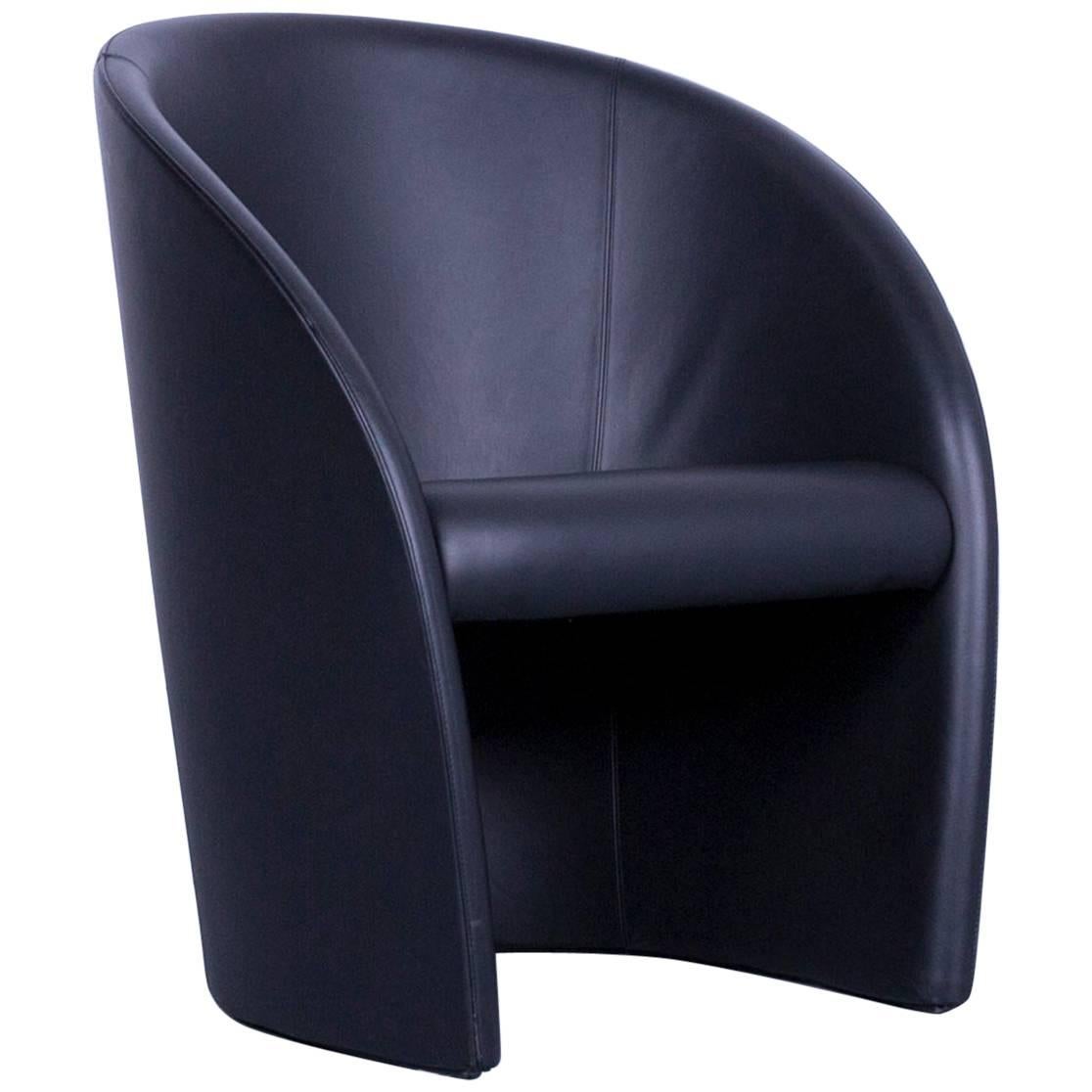 Poltrona Frau Intervista Designer Leather Armchair Black One-Seat